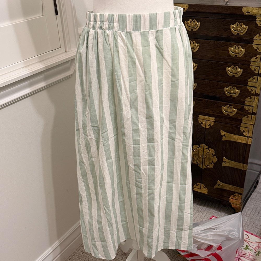 Hayden Mint Green and White A-Line Skirt
